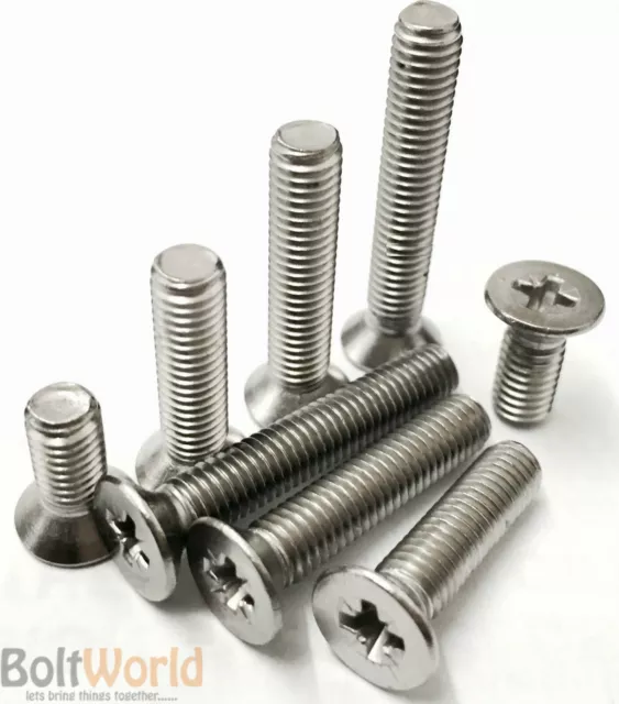 M4 (4mm) A2 STAINLESS STEEL POZI COUNTERSUNK MACHINE CSK SCREWS BOLTS DIN 965