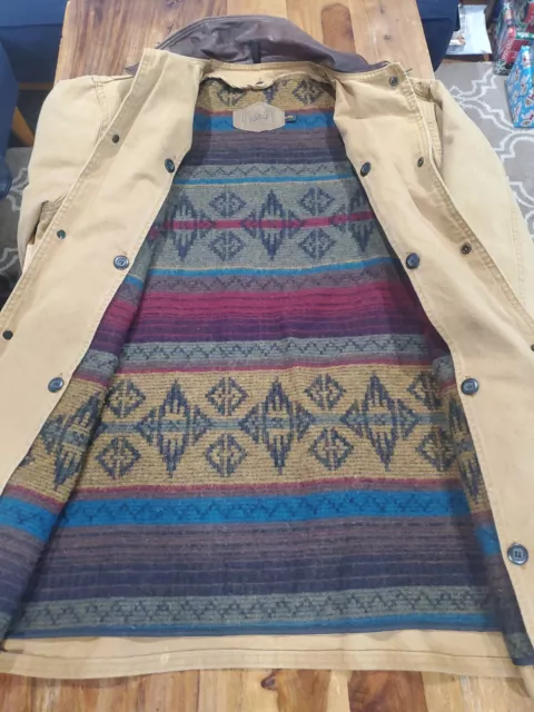 Vintage Woolrich Jacket Men's L Navajo Aztec Wool Lined Canvas Marlboro Man READ