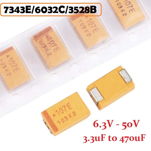 6.3V-50V SMD Tantalum Capacitors 7343E/6032C/3528B - Choose 3.3uF to 470uF
