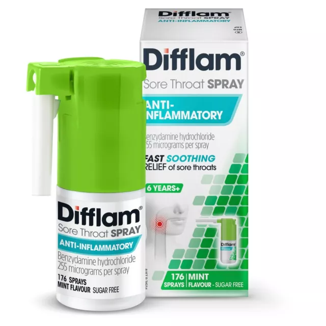 Difflam Sore Throat Spray 176 Sprays 30mL - Fresh Mint Anti-Inflammatory