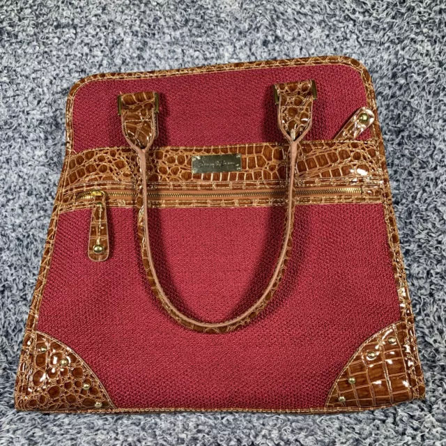 Samantha Brown Croco Embossed Dowel Bag Travel Purse Carry On Burgundy