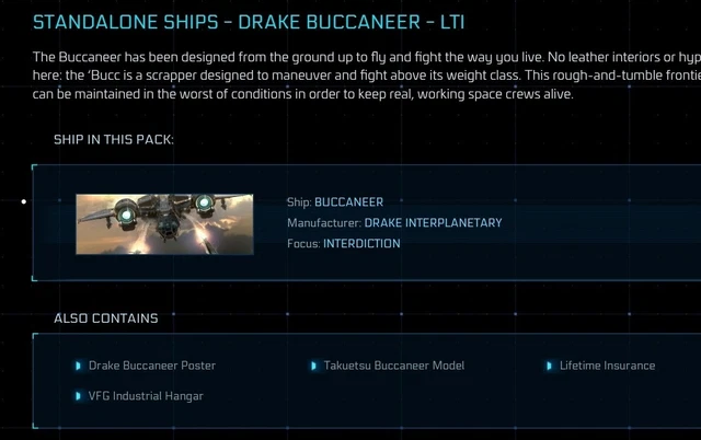 STAR CITIZEN - Drake Buccaneer Standalone Ship (LTI) - Original Concept ...