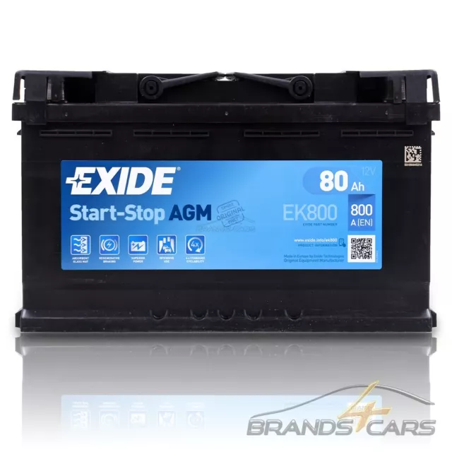 EXIDE AUTOBATTERIE 12V 80Ah STARTERBATTERIE 800A EK800 START-STOP AGM