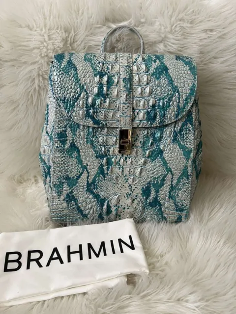 Brahmin Sadie Mesmerized Melbourne Leather Backpack Bag Blue Multicolor 3
