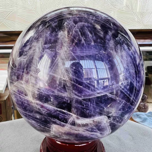 TOP NATURAL DREAM Amethyst Sphere Polished Quartz Crystal Ball Healing ...
