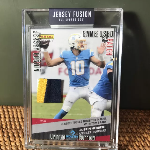 Justin Herbert Jersey Fusion Card Game Used LE Patch Chargers 3 Color