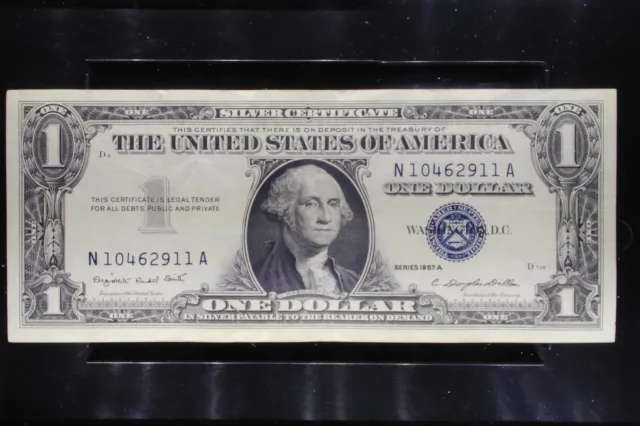 1957A 1957-A $1 Silver Certificate Dollar Bill Blue Seal N 10462911 A XF-AU