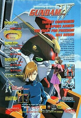 2001 MOBILE SUIT GUNDAM WING Bandai, Cartoon Network DVD = Promo Art Print AD