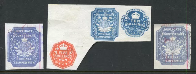 GB Embossed Revenue stamps x5 (ET145)