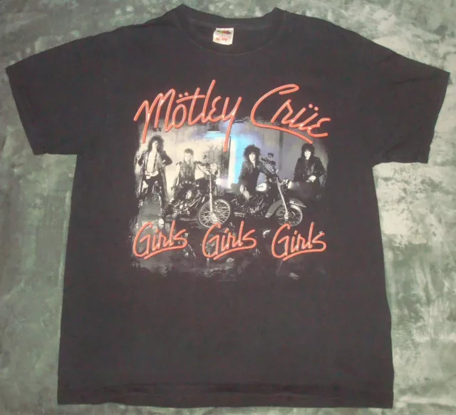 Vtg 2001 Motley Crue Girls Girls T Shirt Large Tour Heavy Metal Band Double Side