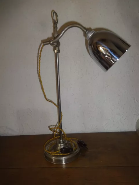 Ancienne lampe de bureau vintage métal chromé modulable orientable