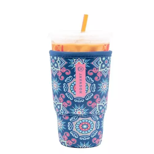 Java Sok Iced Coffee & Cold Soda Insulated Neoprene Cup Sleeve (Floral Burst,