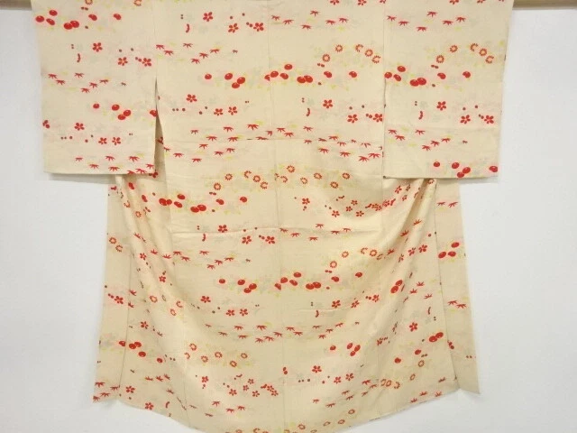 39193# Japanese Kimono / Antique Juban / Floral Plants