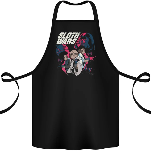 Sloth Wars Funny TV & Movie Parody Cotton Apron 100% Organic