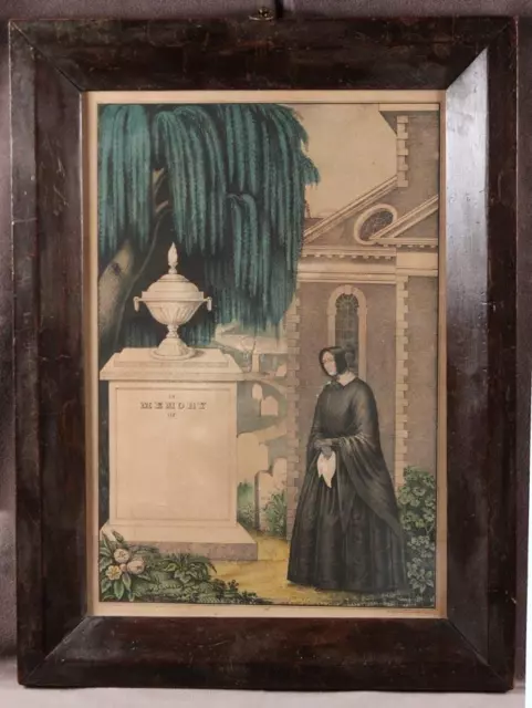 "In Memory of" Original Hand-Colored Lithograph by Kellogg & Comstock c.1850