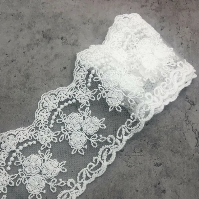 1 Yard Embroidered Lace Mesh Trim Ribbon Bridal Wedding Dress Sewing DIY Craft