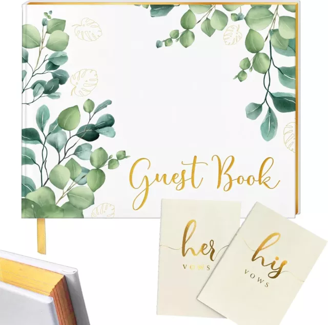 Classic Wedding Guest Book with Vow Books Set