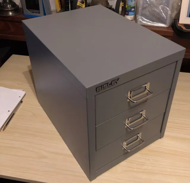 Bisley Multi Drawer Desktop Cabinet 3 Drawer Grey