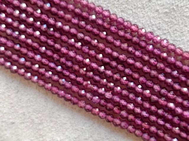 Rhodolite Garnet Natural gemstones 2 mm Faceted Rondelle Beads 13" 10 Strand lot