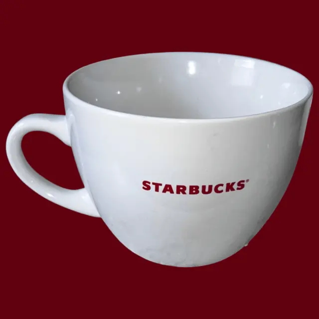 Starbucks White & Red Large 18 oz Coffee Mug Cup 2008