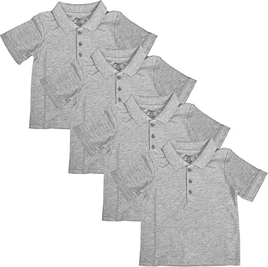 Studio 3 Boy’s 4-Pack Gray School Uniform Short-Sleeve Pique Polo Shirts