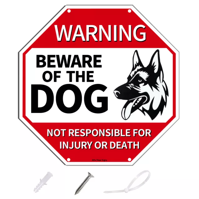 12" x 12" Octagon Reflective Rust Free Aluminum Beware of The Dog Warning Sign