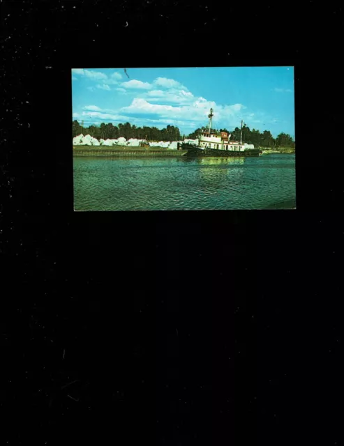 Manistique, Michigan, MI U.S, Corps Engineers Tug Boat with Barge at Harbor