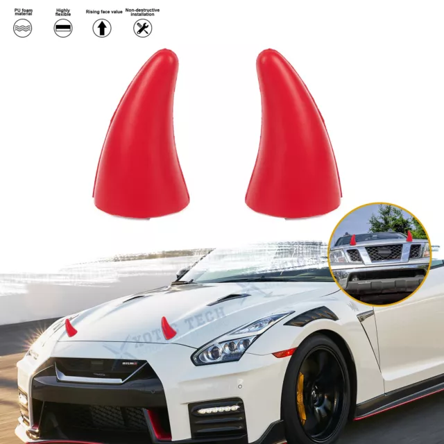 Red JDM Front Bumper Devil Bull Horn Sticker For Nissan 350z 370Z GTR Altima