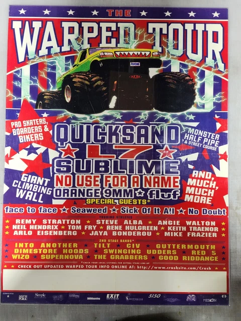1995 WARPED TOUR ORIGINAL CONCERT POSTER 18x24 QUICKSAND SUBLIME NO DOUBT L7 1995 WARPED TOUR ORIGINAL CONCERT POSTER 18x24 QUICKSAND SUBLIME NO DOUBT L7