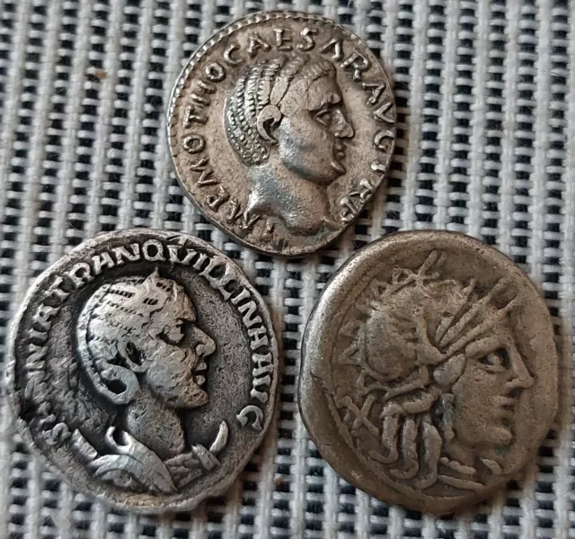 denarius coin. 3 DENARIUS COINS SILVER PLATA