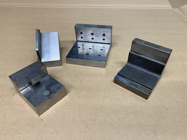 4pc Set Up PRECISION STEEL RIGHT ANGLE PLATES/ BLOCKS threaded holes - MACHINIST
