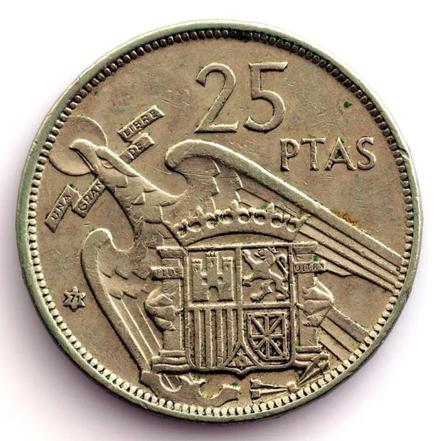 Spain-Estado Spanish 25 Pesetas 1957 71. Madrid MBC VF Nickel 8,5 (G) .Scarce