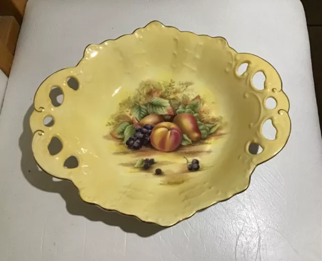 AYNSLEY ORCHARD GOLD 26cm pierced edge BOWL Immaculate condition ENGLAND