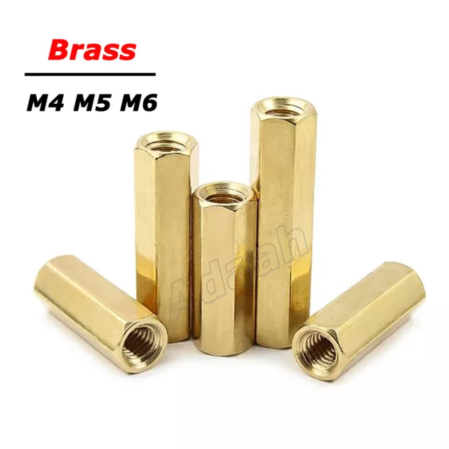 Brass M4 M5 M6 Hex Female-Female Standoff Pillars PCB Spacers Studs Screw Nuts