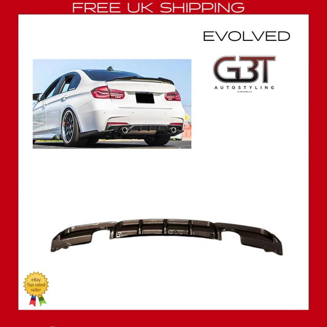 thumbnail image 2 of GB Tuning Rear Bumper Diffuser For BMW 3 Series M Sport – Gloss Black, Twin Exhaust Cutout 2 of 6