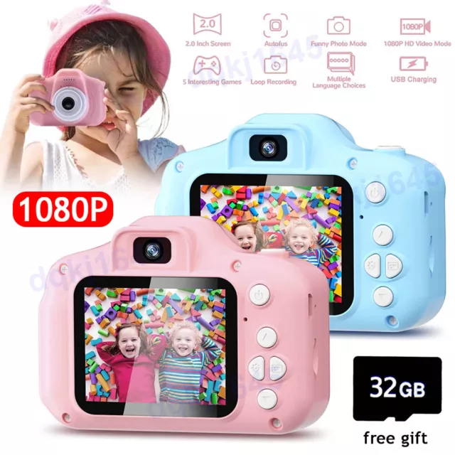 1080P HD Digital Kids Camera 2" LCD Video Photo with 32G TF Card Mini Camcorder