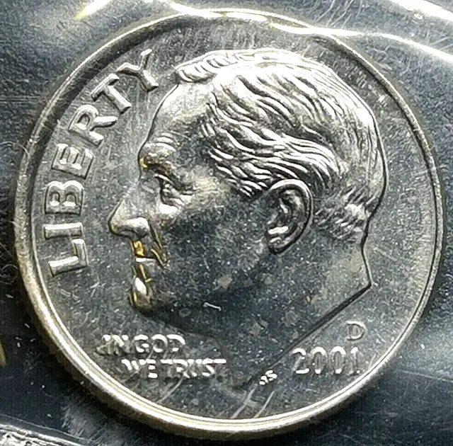 Error One 1 Dime Roosevelt  2001 D UNITED STATES (243E)