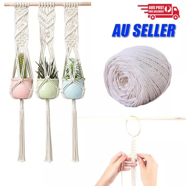 4/5/6mm Macrame Rope Natural Beige Cotton Twisted Cord Artisan Hand Craft Decor