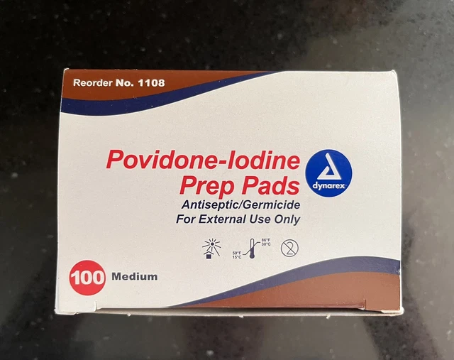 Almohadillas de preparación de povidona-yodo caja de 100 medianas
