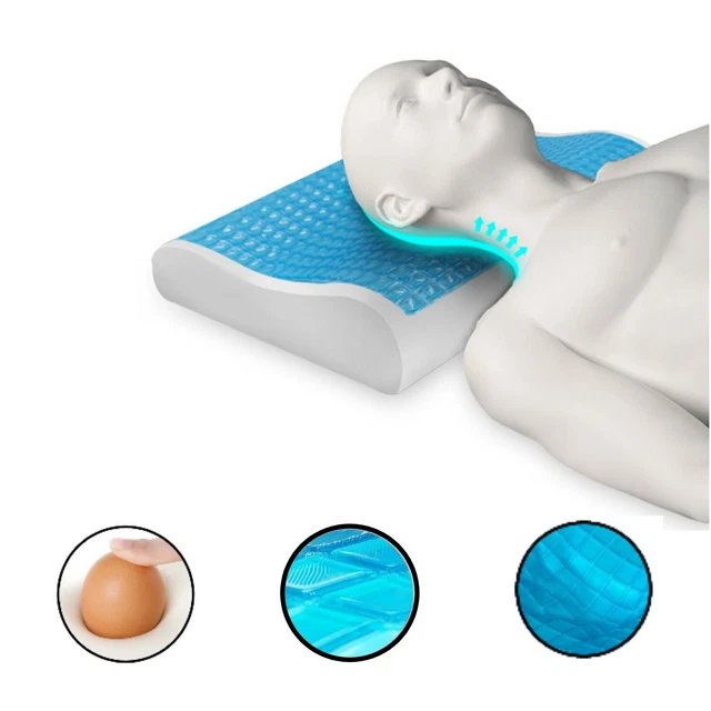 Almohada Cervical Viscoelástica de Gel con Espuma de Memoria, Cojín Flex suave