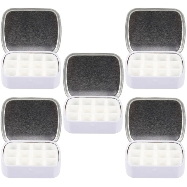 5 Sätze leer Aquarell-Zinn-Aquarellfarbe Paletten Aquarell Zinnbox mit 12