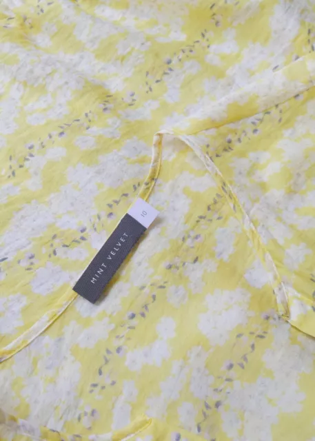 Mint Velvet Callie Amarillo Floral Blusa Estampado -reino Unido 10 2