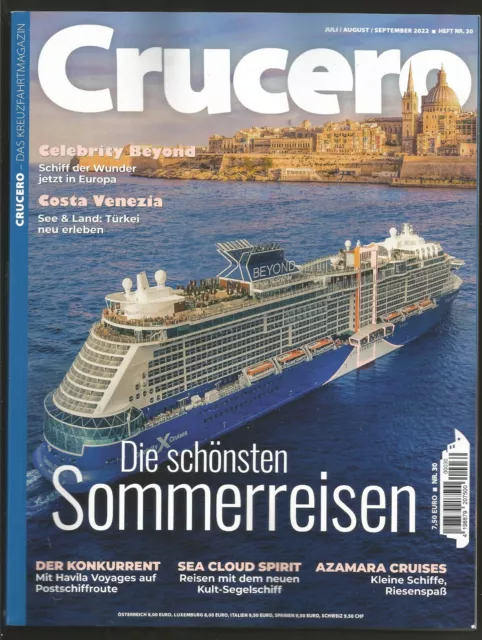 Crucero - Kreuzfahrtmagazin, N° 30, Juli-Sept. 2022. Die Schönsten Sommerreisen
