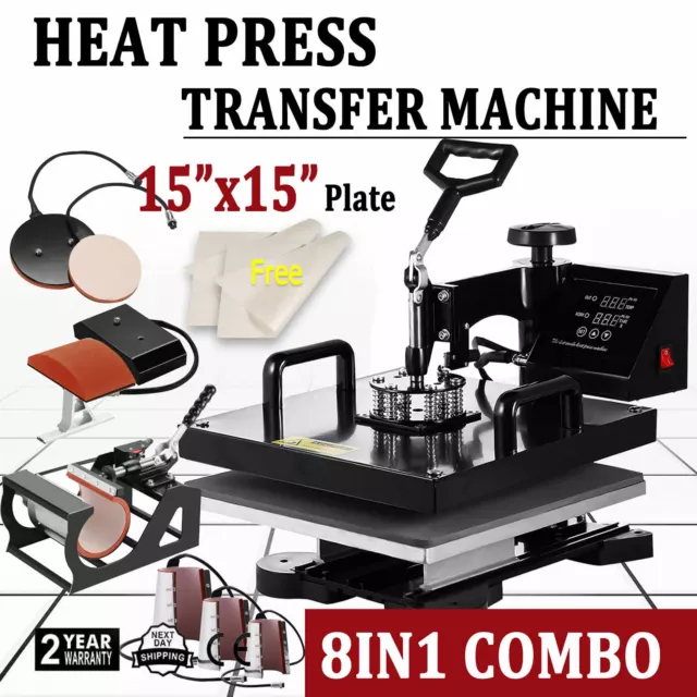 8EN 1  38X38 Presse à chaud transfert Machine Heat Press Machine T shirt Imprimé