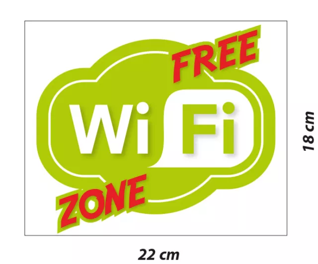 2 x Wi-Fi  FREE ZONE Sticker Adesivo Self-Adhesive Set of 2