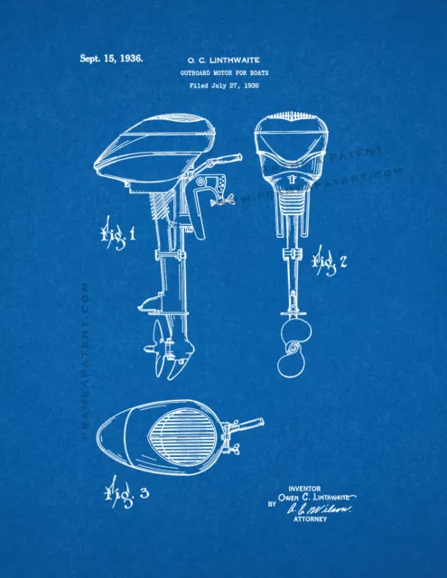 Outboard Motor For Boats Patent Print Blueprint