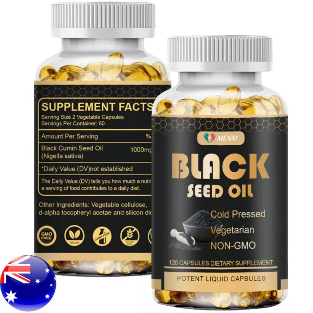 Black Seed Oil Capsules 1000mg 120P Softgels Cold Pressed Natural immune support