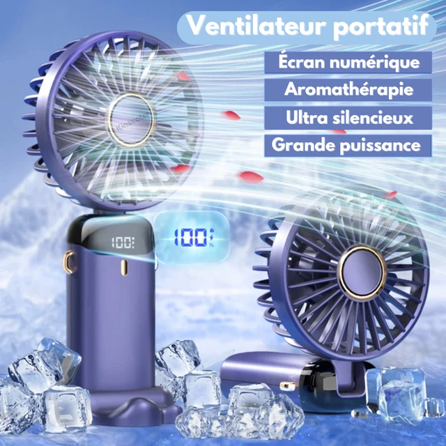 Mini Ventilateur USB Portable Bleu – 5 Vitesses Et Base Pliable Pour Le Rafraîchir Partout !