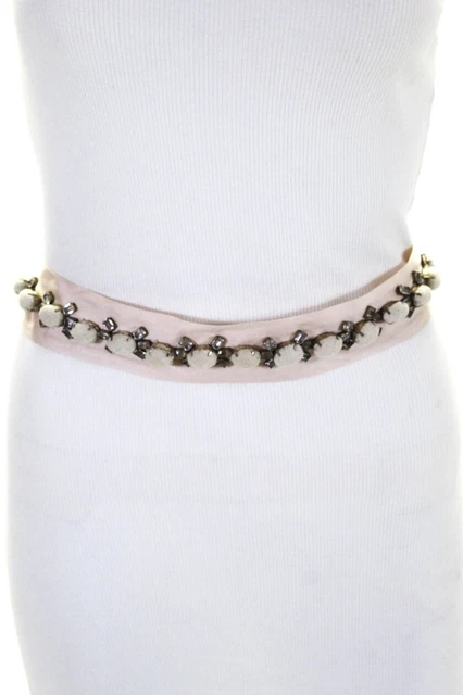 Lela Rose Womens Rhinestone Jeweled Canvas Adjustable Belt Pink Size 4 LL19LL Lela Rose Womens Rhinestone Jeweled Canvas Adjustable Belt Pink Size 4 LL19LL