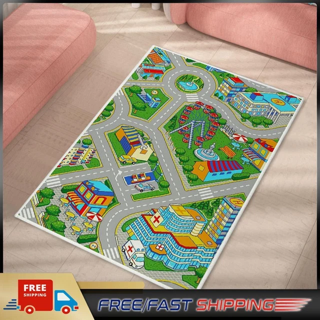 Kids Cartoon Carpet Rectangular Crawling Rug for Playroom Bedroom (60*90cm C)